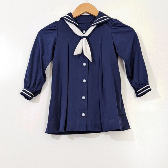 Vintage Tops - Vintage Women's Button Front Sailor Blouse